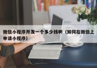 微信小程序開發(fā)一個(gè)多少錢?。ㄈ绾卧谖⑿派仙暾?qǐng)小程序）