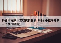 抖音小程序開(kāi)發(fā)收費(fèi)價(jià)目表（抖音小程序開(kāi)發(fā)一個(gè)多少錢(qián)啊）